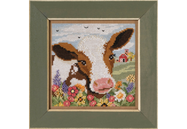 вишивка гладдю MH142321 Плямиста корова. Набір для вишивки в змішаній техниці Mill Hill