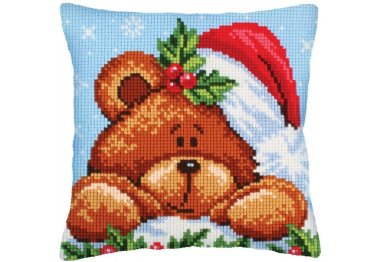  5240 Christmas with a teddy bear. Набор для вышивки крестом Collection D'Art