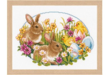  PN-0149534 Кролики і курчата. Набір для вишивки хрестиком Vervaco