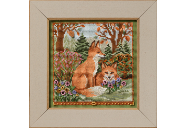 вышивка гладью MH142524 Осенние лисы. Набор для вышивки в смешанной технике Mill Hill