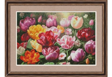  К-002 Тюльпановий сад. Набір для вишивки хрестиком LadyDi