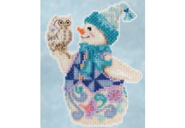 вишивка гладдю Js205103 Сніговик і Снігова сова. Набір для вишивки в змішаній техніці Mill Hill