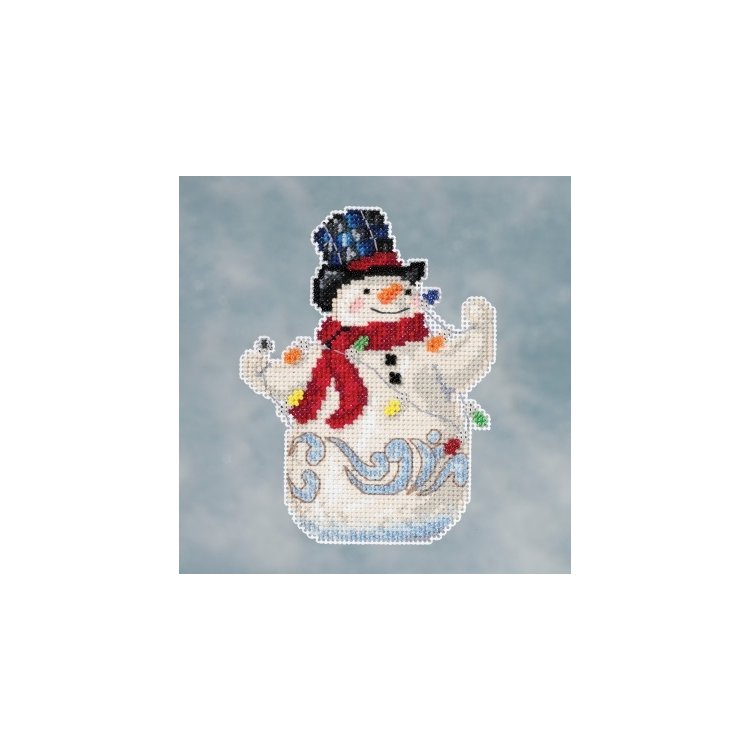 JS201611 Снеговик с гирляндой. Набор для вышивки в смешанной технике Mill Hill - 1