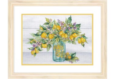  70-35442 Набор для вышивания крестом "Lemon Jar" "Лимонный букет" DIMENSIONS