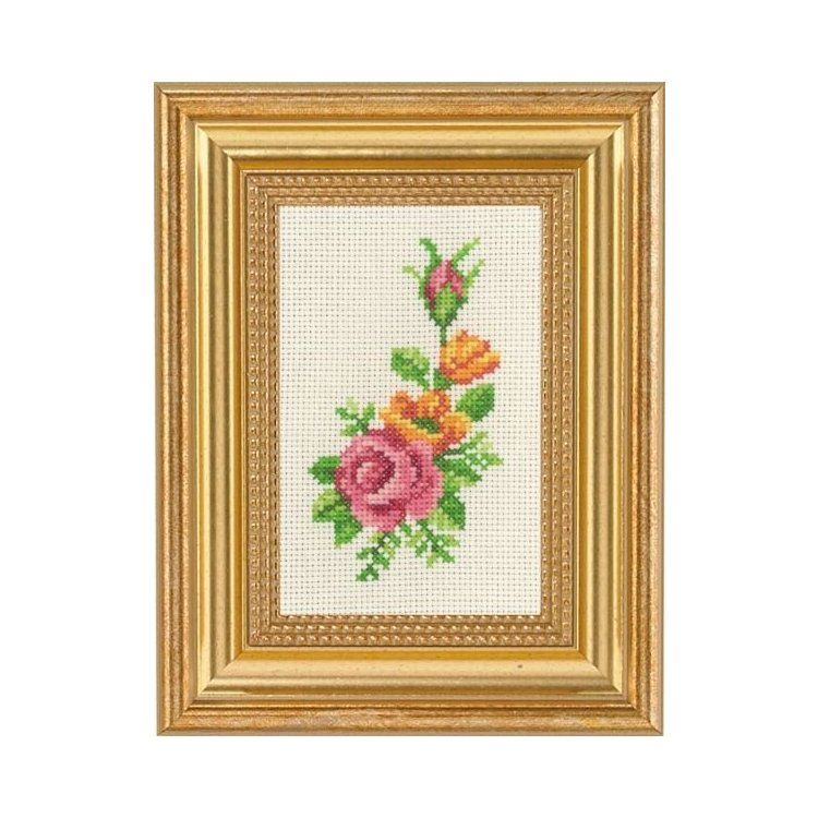 13-1135 Розовые и желтые цветы (Rose &amp; yellow flowers. Набор для вышивания крестом PERMIN - 1