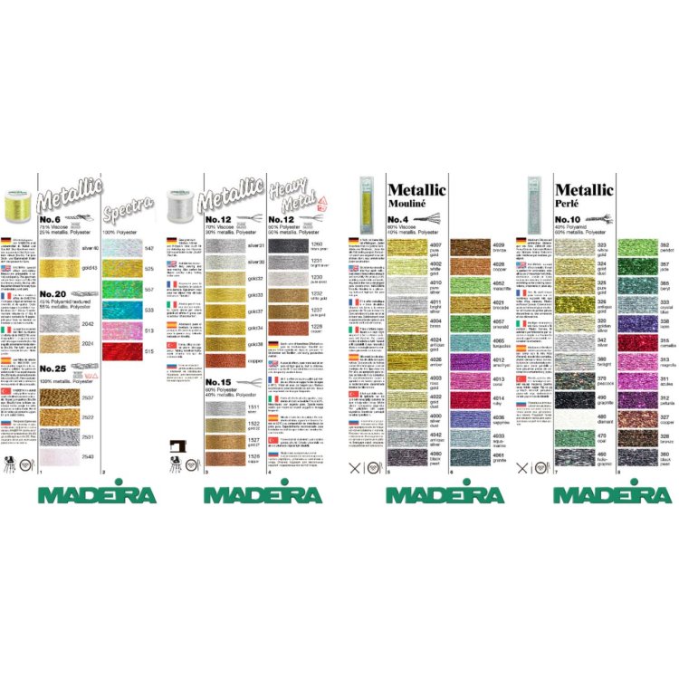 116 карта цветов Metallic для рукоделия №4,6,8,10,12,20,25 Spectra Madeira - 1
