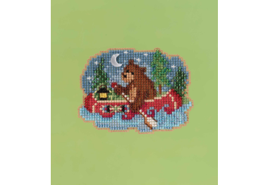 вишивка гладдю MH182215 Ведмідь в каное. Набір для вишивки в змішаній техниці Mill Hill
