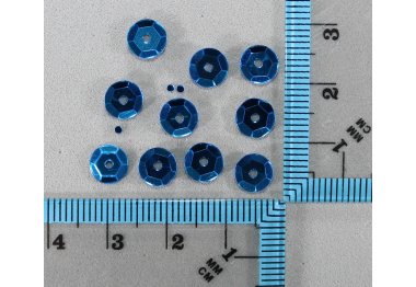  Пайетки круглые. Цвет - голубой (тиснение), Ø - 6 мм, уп/20 грамм. №66