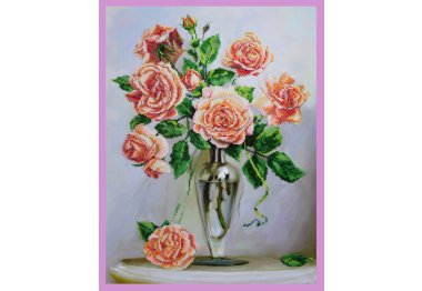  Набор для вышивки бисером _x000D_Розы на мраморном столике P-248 ТМ Картины бисером