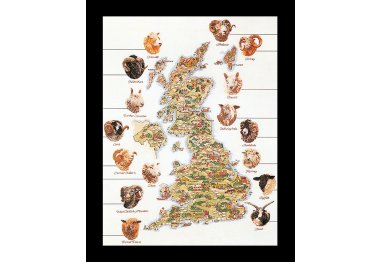  1076 Sheep Map Of Great Britain Linen. Набор для вышивки крестом Thea Gouverneur