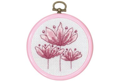  13-0840 с пяльцами Розовые тюльпаны (Rosa Tulips. Набор для вышивания крестом PERMIN