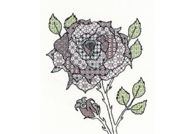  XBW6 Набір для вишивання хрестом Blackwork Rose "Троянда" Bothy Threads