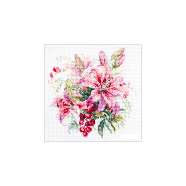 70-06 Розовые лилии. Набор для вышивки крестом Magic Needle - 1 70-06 Розовые лилии. Набор для вышивки крестом Magic Needle - 1