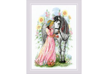  2071 Девушка и лошадь. Набор для вышивки крестом Riolis