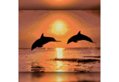  TWD30019L Дельфины на закате. Набор алмазной вышивки