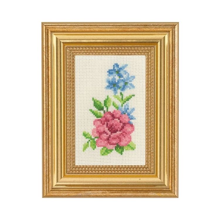 13-1136 Розовые и голубые цветы (Rose &amp; blue flowers. Набор для вышивания крестом PERMIN - 1