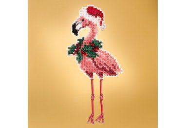 вышивка гладью MH181935 Праздничный фламинго. Набор для вышивки в смешанной технике Mill Hill