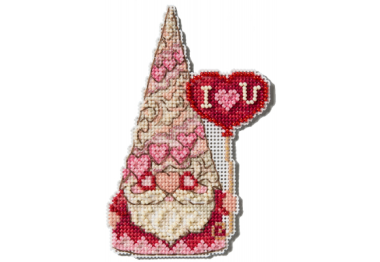 вишивка гладдю JS202511 Гном із серцем. Набір для вишивки в змішаній техниці Mill Hill