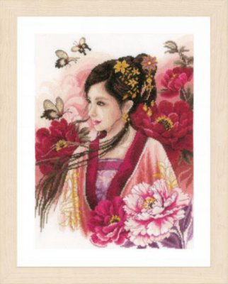 PN-0170199 Азиатская девушка в розовом. Набор для вышивки крестом Lanarte - 1