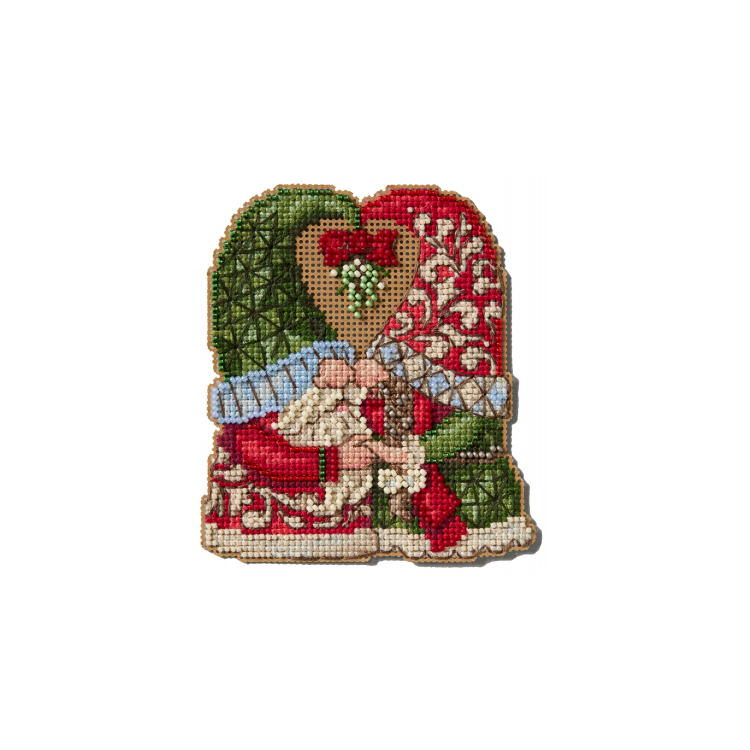 JS202516 Пара гномов с омелой. Набор для вышивки в смешанной технике Mill Hill - 1