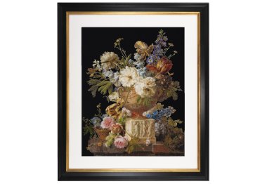  580.05 Flower Still-life with an Alabaster Vase. Gerard van Spaendonck. 1783 Black Aida. Набор для вышивки крестом Thea Gouverneur