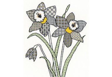  XBW7 Набор для вышивания крестом Blackwork Daffodil "Нарцисс" Bothy Threads