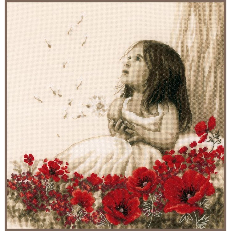 PN-0184269 Girl in a poppy field. Набір для вишивки хрестиком Vervaco - 1