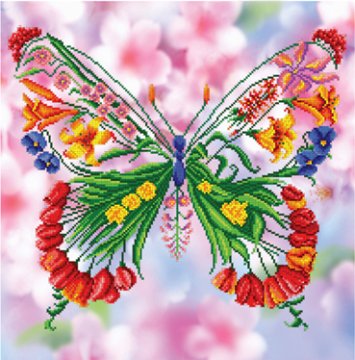 БИС-7814 &quot;Квітковий метелик&quot;. Схема для вишивки бісером - 1