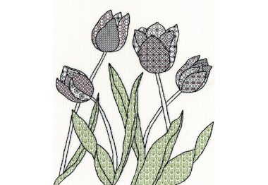  XBW8 Набір для вишивання хрестом Blackwork Tulips "Тюльпани" Bothy Threads