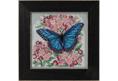 вышивка гладью MH142216 Голубая бабочка Морфо. Набор для вышивки в смешанной технике Mill Hill
