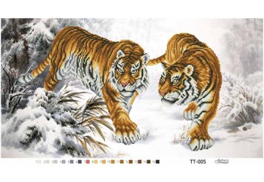  ТТ-005 Уссурийские тигры. Схема для вышивки бисером (габардин) ТМ Барвиста Вишиванка