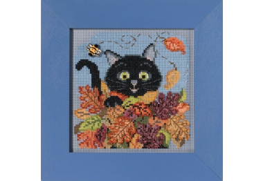 вишивка гладдю MH142122 Грайливий кіт. Набір для вишивки в змішаній техниці Mill Hill