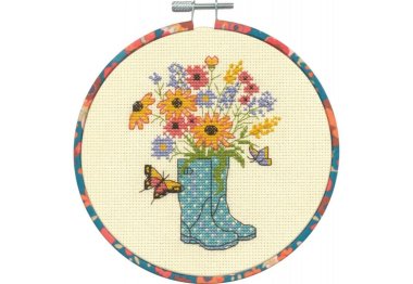  72-76320 Набір для вышивання хрестом Floral Boots "Квіткові чобітки" DIMENSIONS з п'яльцями