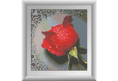 алмазна вишивка 30288 Роса на червоній троянді. Набір для малювання камінням