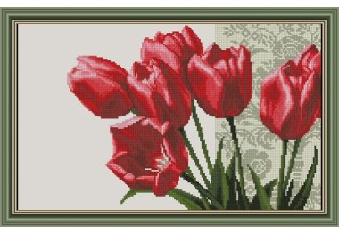 400/58 Червоні тюльпани. Набір для вишивки хрестиком Фантазія
