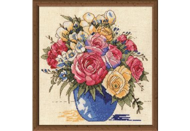  Пастельна ваза з квітами. Набір для вишивки хрестиком Design Works арт. dw3248