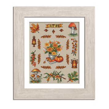 N108 Семплер. Осінь. Набір для вишивки хрестом Кольорова - 1