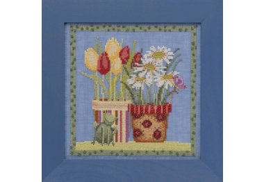 вишивка гладдю DM301912 Тюльпани і ромашки. Набір для вишивки в змішаній техніці Mill Hill