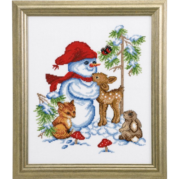 92-7217 Снеговик (Snowman. Набор для вышивания крестом PERMIN - 1