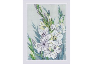 2297 Білі гладіолуси. Набір для вишивки хрестиком Ріоліс 2297 Білі гладіолуси. Набір для вишивки хрестиком Ріоліс