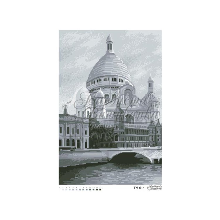 ТМ-014 Красивая базилика Франции (черно-белая). Схема для вышивки бисером (габардин) ТМ Барвиста Вишиванка - 1