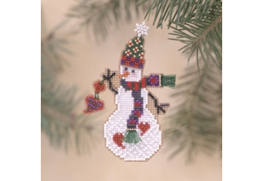 вышивка гладью MHSC39 Снеговик с сердечком. Набор для вышивки в смешанной технике Mill Hill