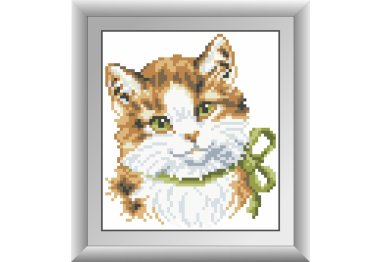 алмазна вишивка 30364M Зеленооке кошеня. Набір для малювання камінням