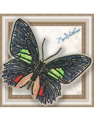 BGP-006 3D Бабочка Parides sesostris zestos. Набор для вышивки бисером ТМ Вдохновение - 1
