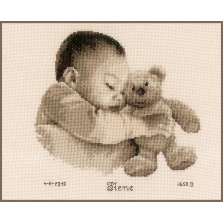 PN-0163566 Младенец с медведем. Набор для вышивки крестом Vervaco - 1