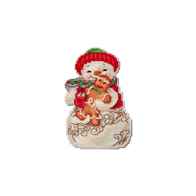 JS202415 Сніговик із пряником. Набір для вишивки в змішаній техниці Mill Hill - 1