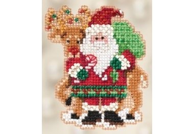 вышивка гладью MH182305 Санта и Рудольф. Набор для вышивки в смешанной технике Mill Hill