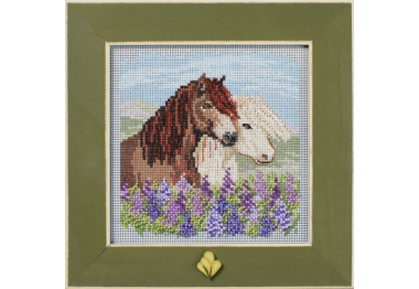вышивка гладью MH142415 Исландские кони. Набор для вышивки в смешанной технике Mill Hill