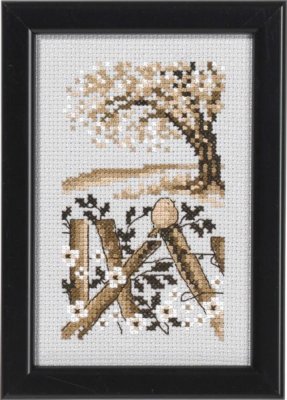 13-8378 Птаха під деревом (Bird under tree. Набір для вишивання хрестом PERMIN - 1