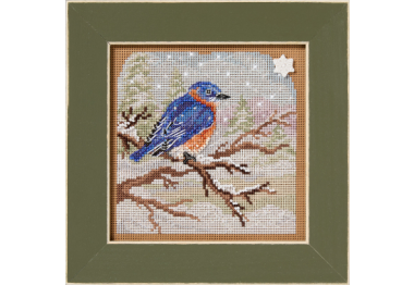 вишивка гладдю MH142534 Сніжний синій птах. Набір для вишивки в змішаній техниці Mill Hill